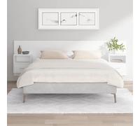 QUAHEAS Tête de lit blanche avec tables de chevet intégrées, en bois durable, 160 cm, à fixer au mur, pour chambre à coucher, espace de rangement