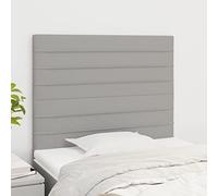 QUAHEAS Tête de lit en tissu gris clair 90 x 5 x 118/128 cm - Tête de lit rembourrée en hauteur pour cadre de lit - Dossier durable pour chambre à coucher