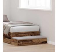 QUAHEAS Tiroirs de lit en bois recyclé 80 x 36,5 x 16,5 cm, matériau à base de bois avec 2 tiroirs, table de chevet, table d'appoint, coffre de lit, durable, design moderne