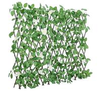 QUAHEAS Treillis avec lierre artificiel vert extensible - 186 x 30 cm - Brise-vue - Clôture de jardin en bois, métal et plastique - Protection contre le vent - Pour terrasse, balcon