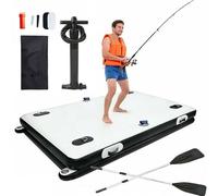 Quai Flottant Gonflable de 2,5 m, Quai Gonflable de pêche, Plate-Forme de pêche et de Natation Portable pour la Plage de la rivière du lac, Tapis Flottant avec Pompe et kit de réparation de Sac à Dos