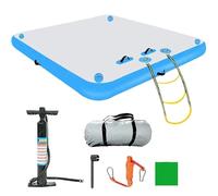 Quai flottant gonflable, flotteurs de piscine épais et extra larges avec échelle amovible et pompe à air, plateformes d'air antidérapantes robustes avec sac de transport, pour la natation et les