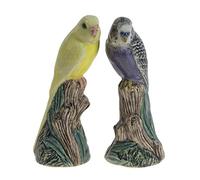 Quail Ceramics Budgerigar Salt and Pepper Pots Violet and Yellow by Quail Ceramics