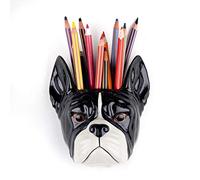 Quail Ceramics - Vase mural bouledogue français - Noir et blanc - Petit format