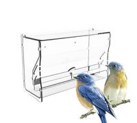 Quail Feeder, Automatic Water Dispenser and Feeding Cup, Acrylic and Wood Parakeet Box, Pet Cage Food Container, Ideal for Quails, Budgerigar, and Peony, 15x7.8x14.2cm / 22x7.8x14.2cm