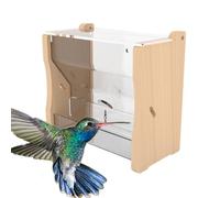 Quail Feeder, Automatic Water Dispenser and Feeding Cup, Acrylic and Wood Parakeet Box, Pet Cage Food Container, Ideal for Quails, Budgerigar, and Peony, 15x7.8x14.2cm / 22x7.8x14.2cm