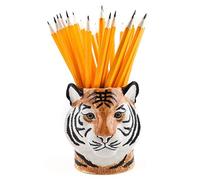 Quail Tiger Pot à crayons en céramique Orange fantaisiste Accessoire de bureau