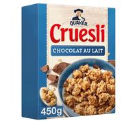 QUAKER - Céréales Croquantes au Chocolat au Lait, Saveur Gourmande et Texture Cacao (Boîte 450g) - Le Lot De 4