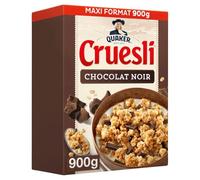 Quaker - Céréales Cruesli aux Flocons d'Avoine Complets et Morceaux de Chocolat Noir - Source de Fibres - la boite de 900g - Le Lot De 4
