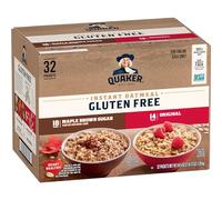 Quaker Lot de 32 flocons d'avoine instantanés 2 saveurs sans gluten
