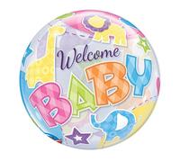 Qualatex 25898 Ballon de bienvenue en latex à bulles simples Motif animaux de bienvenue 56 cm