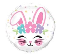 Qualatex 98337 Ballon en aluminium rond en forme de tête de lapin 45,7 cm