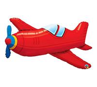 Qualatex Ballon en aluminium en forme d'avion vintage Rouge 91,4 cm