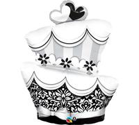 Qualatex Gâteau de mariage ballon en plastique moulé SG8827 (taille unique) (blanc/noir)