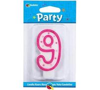 Qualatex - Motif à pois - Bougie, 9e anniversaire - Cire SG29047 (Taille unique) (Rose/Blanc)