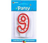 Qualatex - Motif à pois - Bougie, 9e anniversaire - Cire SG29047 (Taille unique) (Rouge/Blanc)