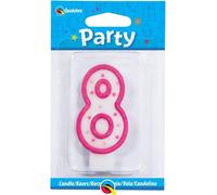 Qualatex - Motif à pois - Bougie d'anniversaire, 8e anniversaire - Cire SG27996 (Taille unique) (Rose)