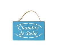 QUALIART Plaque de porte Chambre de Bébé - BLEU AZUR - En bois - 15 x 9 cm