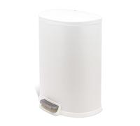 QUALIAZERO Poubelle de cuisine en acier inoxydable avec couvercle à fermeture douce, résistante aux traces de doigts, 50 L, en forme de D, blanc mat