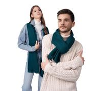 Qualicoq Echarpe Longue Hiver et Mi-saison - Made in France - Echarpe Homme et Echarpe Femme top Elégance - 16 Couleurs Unies - Confort et Douceur (Pétrole)