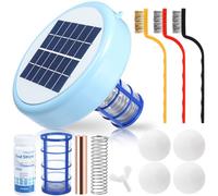 Qualirey Ioniseur solaire flottant automatique pour piscine, ioniseur d'eau avec 4 balles de collecte d'écumes, pour piscines hors sol et creusées, jusqu'à 100 000 litres (bleu, 20 cm)