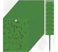 Qualirey Lot de 100 pièges adhésifs double face pour moucherons, plantes d'intérieur et d'extérieur avec attaches torsadées et supports en plastique pour moucherons champignons, insectes, insectes