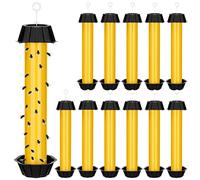 Qualirey Lot de 12 pièges à mouches pour intérieur et extérieur - 25,4 x 6,3 cm - Jaune
