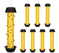 Qualirey Lot de 8 pièges à mouches pour intérieur et extérieur - 25,4 x 6,3 cm - Jaune