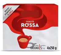 Qualita Rossa Lot de 4 cafés moulus de 250 g | Torréfaction italienne riche et audacieuse | Halal | Mélange moyen-foncé | Compatible avec expresso et filtre | NAEM