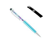 QUALITÉ 2-en-1 écran Tactile capacitif Stylet et Stylo à Bille avec Cristaux (Bleu Clair Rainbow)