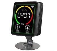 Qualité de l'air 3 en 1 pour détection de l'humidité - Écran LCD, plage de 400 à 5 000 ppm, précision ± 10 PPM, boîtier ABS, chauve-souris (noir)