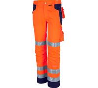 Qualitex - Pantalon à Pinces Pro WS - Haute, 2-farbiges Tissu Mélangé, 245g/M², en 2 Peinture Fluorescente Couleurs avec Bandes Réfléchissantes et -paspeln - Alerte Orange/Marine, 72