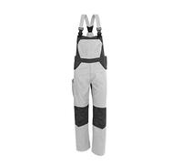 Qualitex Série X Unisexe Salopette, Long Pantalons de Travail Homme Et Femme,Berufs-Cargohose Nombreux Sacs Pantalon Artisanal Werkstatt-Blaumann Kniepolstertasche - Blanc/Gris, 52