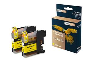 QUALITONER - 2 Cartouches Compatible pour Brother LC 123 XL LC123XL Jaune (Cupcake) pour Brother DCP J 132 W J 152 W J 172 W J 552 DW J 752 DW J 4110