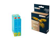 QUALITONER - 2 Cartouches Compatible pour EPSON 502 XL 502XL Cyan (Jumelles) pour Epson Expression Home XP-5100 XP-5100 Series XP-5105 XP-5115 Workfor