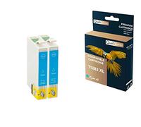 QUALITONER - 2 Cartouches Compatible pour EPSON T1282 XL T1282XL Cyan (Renard) pour Epson Stylus Office BX 305 F BX 305 FW Stylus SX 125 130 230 235 W