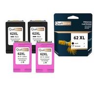 QUALITONER - 4 Cartouche compatible pour HP 62 XL (x2) + 62CL XL (x2) 62XL (x2) + 62CLXL (x2) Noir + Couleur pour HP DeskJet Ink Advantage 5645 Envy 5 G
