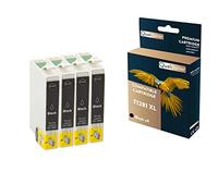 QUALITONER - 4 Cartouches Compatible pour EPSON T1281 XL T1281XL Noir (Renard) pour Epson Stylus Office BX 305 F BX 305 FW Stylus SX 125 130 230 235 W