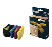 QUALITONER - 4 Cartouches compatible pour EPSON T27 XL T27XL Noir + Cyan + Magenta + Jaune (Réveil) pour WorkForce WF-3620DWF WF-3620DWF Stickers WF-3 G