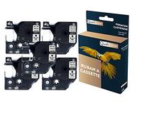 QUALITONER Ruban S0720500 45010 pour DYMO Letratag D1 Compatible Noir sur Fond Transparent x 5 pour Ruban d'étiquette- 12mm * 7m