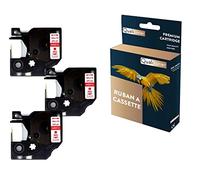 QUALITONER Ruban S0720520 45012 pour DYMO Letratag D1 Compatible Rouge sur Fond Transparent x 3 pour Ruban d'étiquette- 12mm * 7m