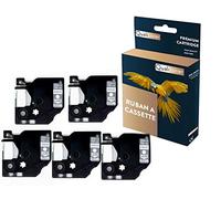 QUALITONER Ruban S0720600 45020 pour DYMO Letratag D1 Compatible Blanc sur Fond Transparent x 5 pour Ruban d'étiquette- 12mm * 7m