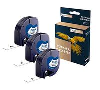QUALITONER Ruban S0721610/S0721660 91201 pour DYMO Letratag Compatible Noir sur Fond Blanc x 3 pour Ruban d'étiquette- 12mm * 4m