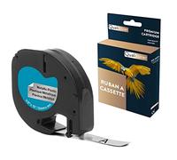QUALITONER Ruban S0721730 91208 pour DYMO Letratag Compatible Noir sur Fond métallique x 1 pour Ruban d'étiquette- 12mm * 4m