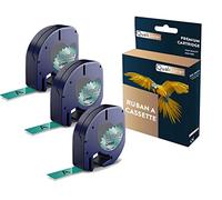 QUALITONER Ruban S0721740 91209 pour DYMO Letratag Compatible Noir sur Fond Vert métallique x 3 pour Ruban d'étiquette- 12mm * 4m