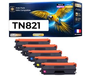 QUALITONER TN-821 BK-C-M-Y TN821XXL Multipack pour Brother Cartouche de Toner Compatible x 5