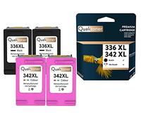 QUALITONER - x4 Cartouches compatibles pour HP 336XL + 342XL (C9362EE + C9361EE) compatibles HP 2500 2570 2575 2575xi 7800 7850 7850 7850V 7850XI 310
