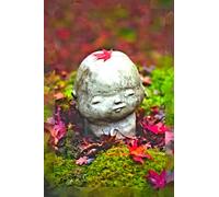 Quality 6" x 9" College Ruled Notebook Featuring A Stone Japanese Jizo Bosatsu Deity Statue Sitting In The Green Grass With Autumn Leaves: Ideal For ... Gift Giving, and All General Writing Tasks.