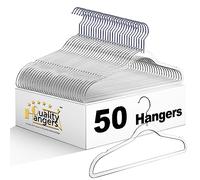 Quality Hangers Lot de 50 cintres en plastique transparent pour vêtements - 44,5 cm - Cintres robustes et peu encombrants en acrylique transparent - Crochet et encoches pivotants à 360 degrés