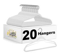 Quality Hangers Plastique de qualité Non Velours cintres Spacemaker Non floqué Blanc Crochet pivotant 20 Noir